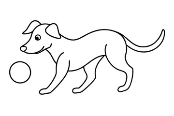 

dog playing with a ball line art drawing, isolated line art of a dog collection
