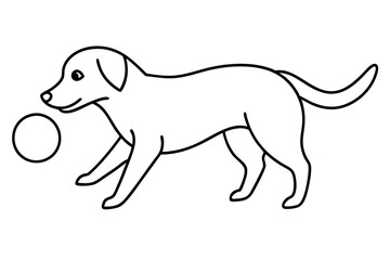 

dog playing with a ball line art drawing, isolated line art of a dog collection
