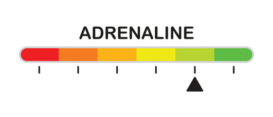 Color scale, adrenaline level indicator, stress measurement, flat design. Vector illustration. © Тима Рябец