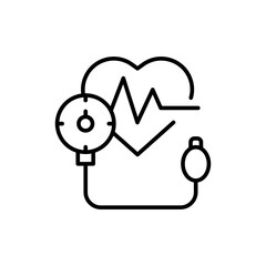 Blood pressure outline icons, minimalist vector illustration ,simple transparent graphic element .Isolated on white background