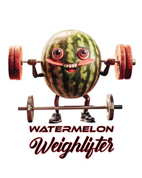 Funny Watermelon Art Weightlifter Biker