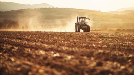 Fototapeta premium Tractor plowing a field for planting crops