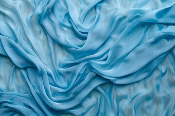 Fototapeta premium Serene blue silk fabric texture with elegant wavy folds