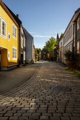 Idyllic Old Town Street with Wooden Houses