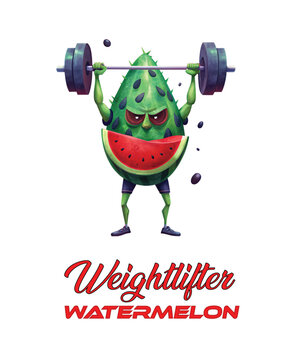 Funny Watermelon Art Weightlifter Biker