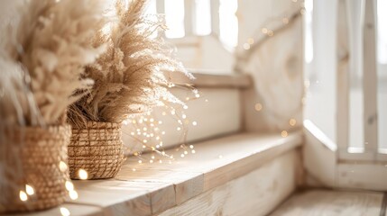 Obraz premium Sparkling tinsel on staircase railing