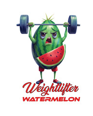 Funny Watermelon Art Weightlifter Biker