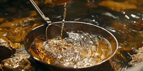 Experience the thrill of gold discovery through panning or prospecting with tools in stunning 4K quality video. Concept Gold Panning Adventure, Prospecting Tools, 4K Video, Thrilling Discovery