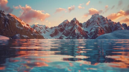 Obraz premium Sunset Over Snow-Capped Mountains