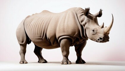 Obraz premium wild Rhino, isolated white background 