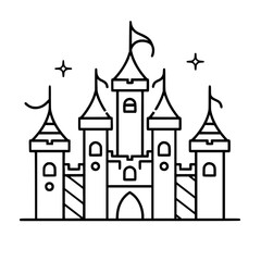 Obraz premium Princess palace, castle icon, castle, Castle png, Line Art Castle, Minimalist Wall Art, Castle Illustration, Castle Silhouette, Line art princes, Line art Palace, Fantasy Castle SVG, Castle Tower, Cas