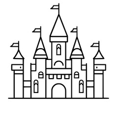 Obraz premium Princess palace, castle icon, castle, Castle png, Line Art Castle, Minimalist Wall Art, Castle Illustration, Castle Silhouette, Line art princes, Line art Palace, Fantasy Castle SVG, Castle Tower, Cas