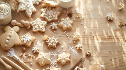  Cookie decorating supplies scattered