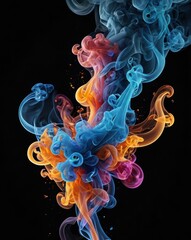 Obraz premium An abstract image of smoke swirling in the air, illuminated with color gels to create vibrant, ethereal patterns.