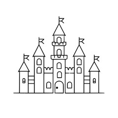 Obraz premium Princess palace, castle icon, castle, Castle png, Line Art Castle, Minimalist Wall Art, Castle Illustration, Castle Silhouette, Line art princes, Line art Palace, Fantasy Castle SVG, Castle Tower, Cas