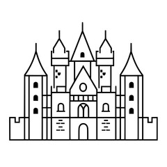 Obraz premium Princess palace, castle icon, castle, Castle png, Line Art Castle, Minimalist Wall Art, Castle Illustration, Castle Silhouette, Line art princes, Line art Palace, Fantasy Castle SVG, Castle Tower, Cas