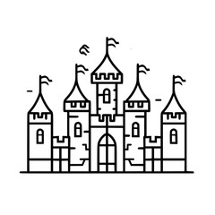 Obraz premium Princess palace, castle icon, castle, Castle png, Line Art Castle, Minimalist Wall Art, Castle Illustration, Castle Silhouette, Line art princes, Line art Palace, Fantasy Castle SVG, Castle Tower, Cas
