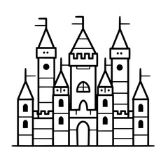 Obraz premium Princess palace, castle icon, castle, Castle png, Line Art Castle, Minimalist Wall Art, Castle Illustration, Castle Silhouette, Line art princes, Line art Palace, Fantasy Castle SVG, Castle Tower, Cas