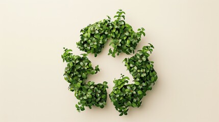 Fototapeta premium A recycling symbol made of lush green foliage