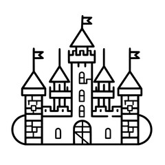 Obraz premium Princess palace, castle icon, castle, Castle png, Line Art Castle, Minimalist Wall Art, Castle Illustration, Castle Silhouette, Line art princes, Line art Palace, Fantasy Castle SVG, Castle Tower, Cas