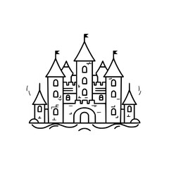Obraz premium Princess palace, castle icon, castle, Castle png, Line Art Castle, Minimalist Wall Art, Castle Illustration, Castle Silhouette, Line art princes, Line art Palace, Fantasy Castle SVG, Castle Tower, Cas