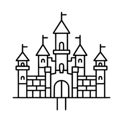 Obraz premium Princess palace, castle icon, castle, Castle png, Line Art Castle, Minimalist Wall Art, Castle Illustration, Castle Silhouette, Line art princes, Line art Palace, Fantasy Castle SVG, Castle Tower, Cas