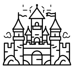 Fototapeta premium Princess palace, castle icon, castle, Castle png, Line Art Castle, Minimalist Wall Art, Castle Illustration, Castle Silhouette, Line art princes, Line art Palace, Fantasy Castle SVG, Castle Tower, Cas