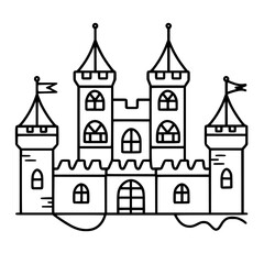 Fototapeta premium Princess palace, castle icon, castle, Castle png, Line Art Castle, Minimalist Wall Art, Castle Illustration, Castle Silhouette, Line art princes, Line art Palace, Fantasy Castle SVG, Castle Tower, Cas
