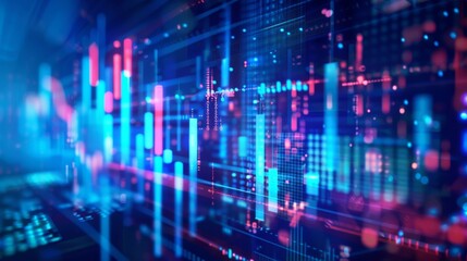 Fototapeta premium Abstract Digital Data Visualization with Blue and Pink Glow