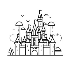 Princess palace, castle icon, castle, Castle png, Line Art Castle, Minimalist Wall Art, Castle Illustration, Castle Silhouette, Line art princes, Line art Palace, Fantasy Castle SVG, Castle Tower, Cas