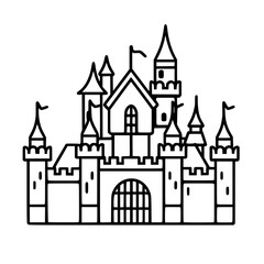 Obraz premium Princess palace, castle icon, castle, Castle png, Line Art Castle, Minimalist Wall Art, Castle Illustration, Castle Silhouette, Line art princes, Line art Palace, Fantasy Castle SVG, Castle Tower, Cas
