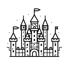 Obraz premium Princess palace, castle icon, castle, Castle png, Line Art Castle, Minimalist Wall Art, Castle Illustration, Castle Silhouette, Line art princes, Line art Palace, Fantasy Castle SVG, Castle Tower, Cas