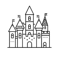Obraz premium Princess palace, castle icon, castle, Castle png, Line Art Castle, Minimalist Wall Art, Castle Illustration, Castle Silhouette, Line art princes, Line art Palace, Fantasy Castle SVG, Castle Tower, Cas