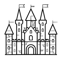 Obraz premium Princess palace, castle icon, castle, Castle png, Line Art Castle, Minimalist Wall Art, Castle Illustration, Castle Silhouette, Line art princes, Line art Palace, Fantasy Castle SVG, Castle Tower, Cas