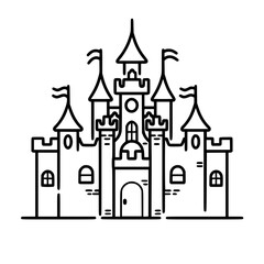 Obraz premium Princess palace, castle icon, castle, Castle png, Line Art Castle, Minimalist Wall Art, Castle Illustration, Castle Silhouette, Line art princes, Line art Palace, Fantasy Castle SVG, Castle Tower, Cas