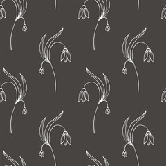 Seamless pattern, outline flowers in doodle style. Pastel colors design. Background, print for textiles, packaging