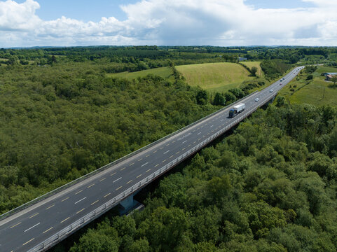 aerial view of N3 highway in county cavan, ireland