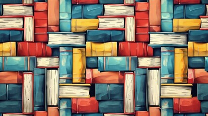 Background illustration made of colorful books like a bookcase