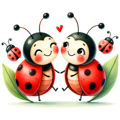 Cute ladybug watercolor clipart with transparent background
