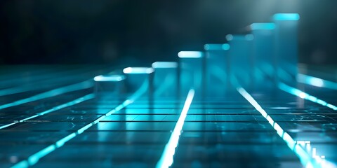 Visual Representation of Business Growth and Financial Data Analysis Neon Blue Cyan Bars Chart. Concept Business Growth, Financial Data Analysis, Neon Blue, Cyan Bars, Chart