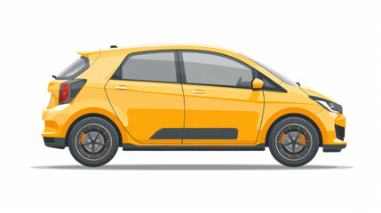 Illustrated side view of a yellow hatchback car, showcasing modern automotive design and compact vehicle features.