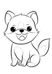 Naklejka premium Picture of a cute short, long-haired dog for coloring