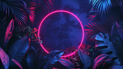 Neon circle in the middle of the jungle