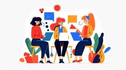 Fototapeta premium Creative Marketing Collaboration: Colleagues Strategizing Together Using Digital Tools, Generative AI