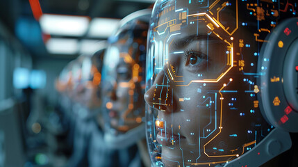 Fototapeta premium close up of a Artificial Intelligence Robot