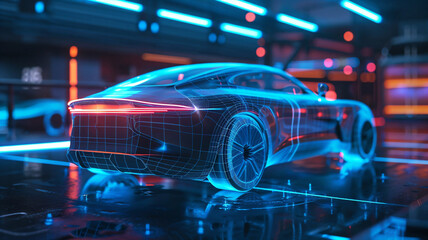 Technology chip circuit car holographic projection