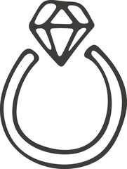 Hand drawn ring icon. Vector illustration, doodle style.
