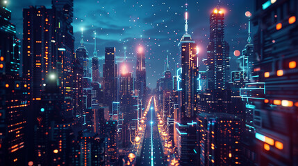 Line and Architecture Future Urban Internet Technology Background