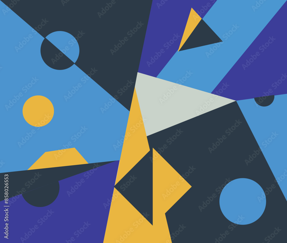 Poster Abstract Geometric Shapes Colorful Background. Design for web pages and placards vector