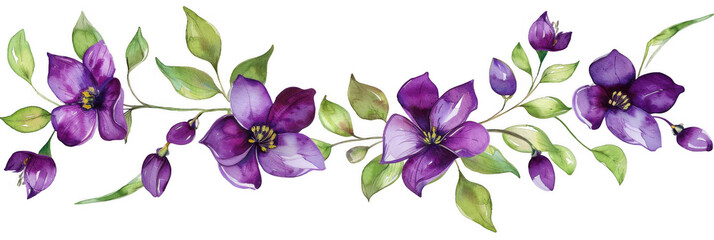 Purple Flower Garland Watercolor